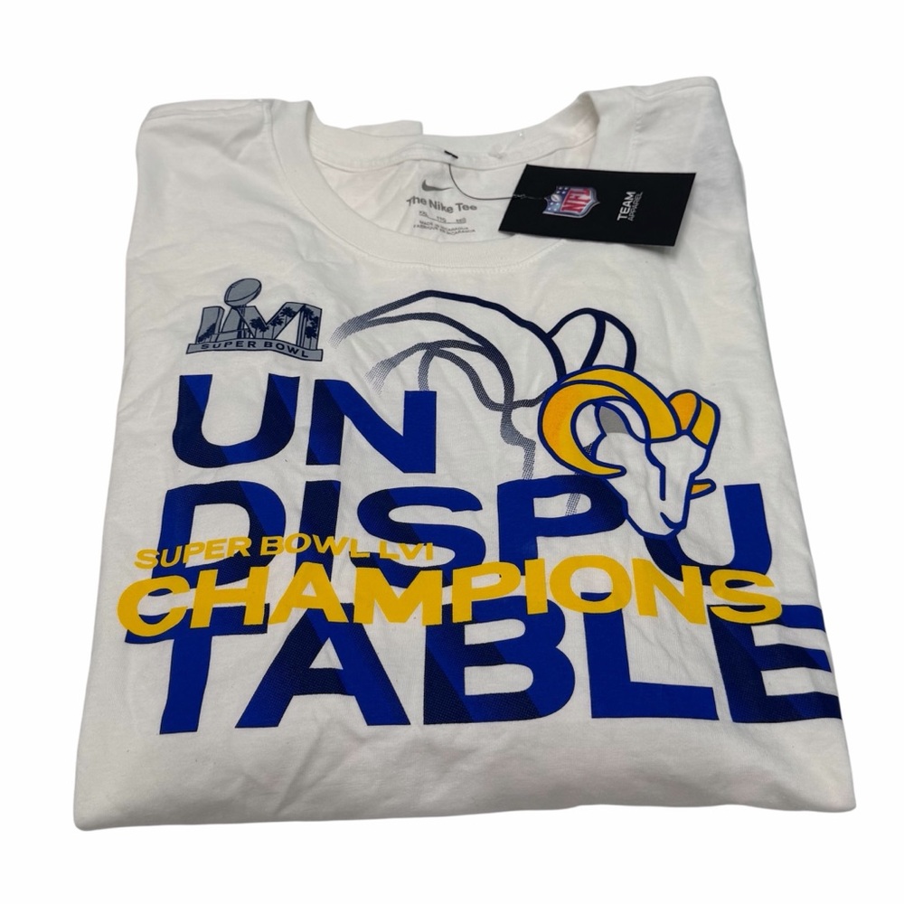 Nike Los Angeles Rams Super Bowl T Shirt Men's XXL White‎ Cotton NEW
